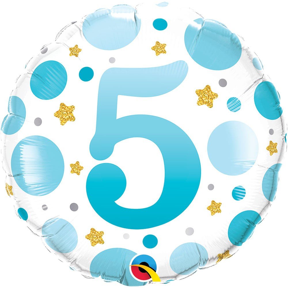 Age 5 Blue Dots Foil Balloon