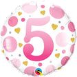 Foil Balloon Girls Age 5 Pink Dots