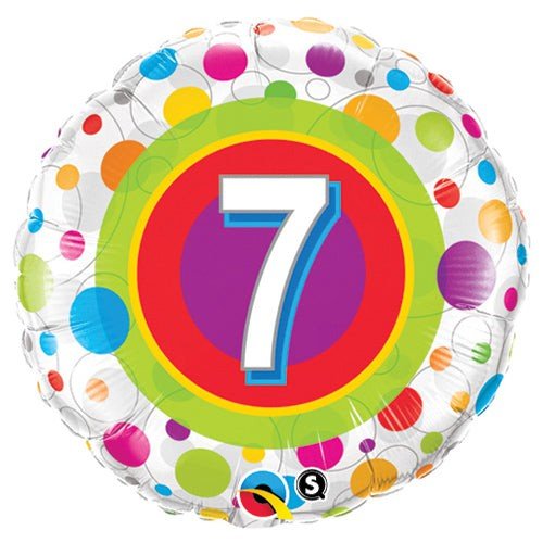 Foil Balloon Age 7 Colorful Dots