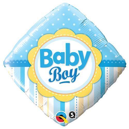 Baby Boy Foil Balloon 18 Inch Dots & Stripes