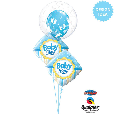 Baby Boy Foil Balloon 18 Inch Dots & Stripes
