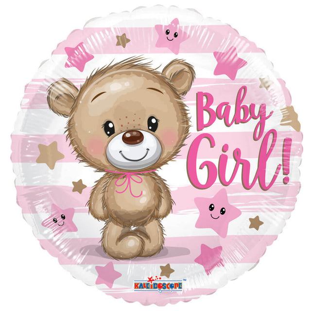Baby Girl Bear Plastic Balloon 18 Inch