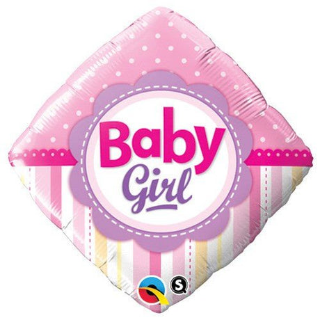 Baby Girl Foil Balloon 18 Inch Dots & Stripes