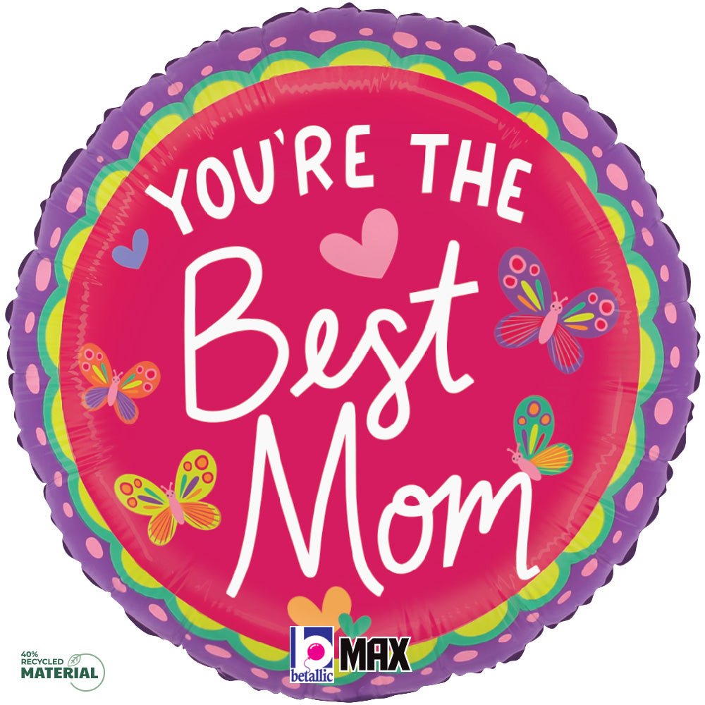 18 Inch Best Mom Butterfly Foil Balloon