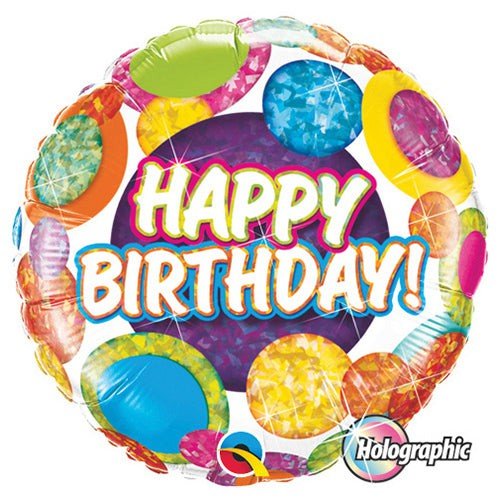 Birthday Foil Balloon 18 Inch Big Dots & Glitz