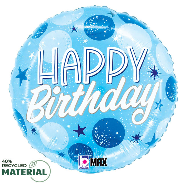 Birthday Blue Sparkle Dots Foil Balloon