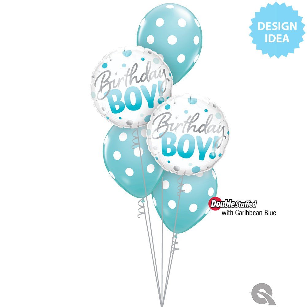 Foil Balloon Birthday Boy Blue Dots 18 Inch