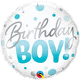 Foil Balloon Birthday Boy Blue Dots 18 Inch