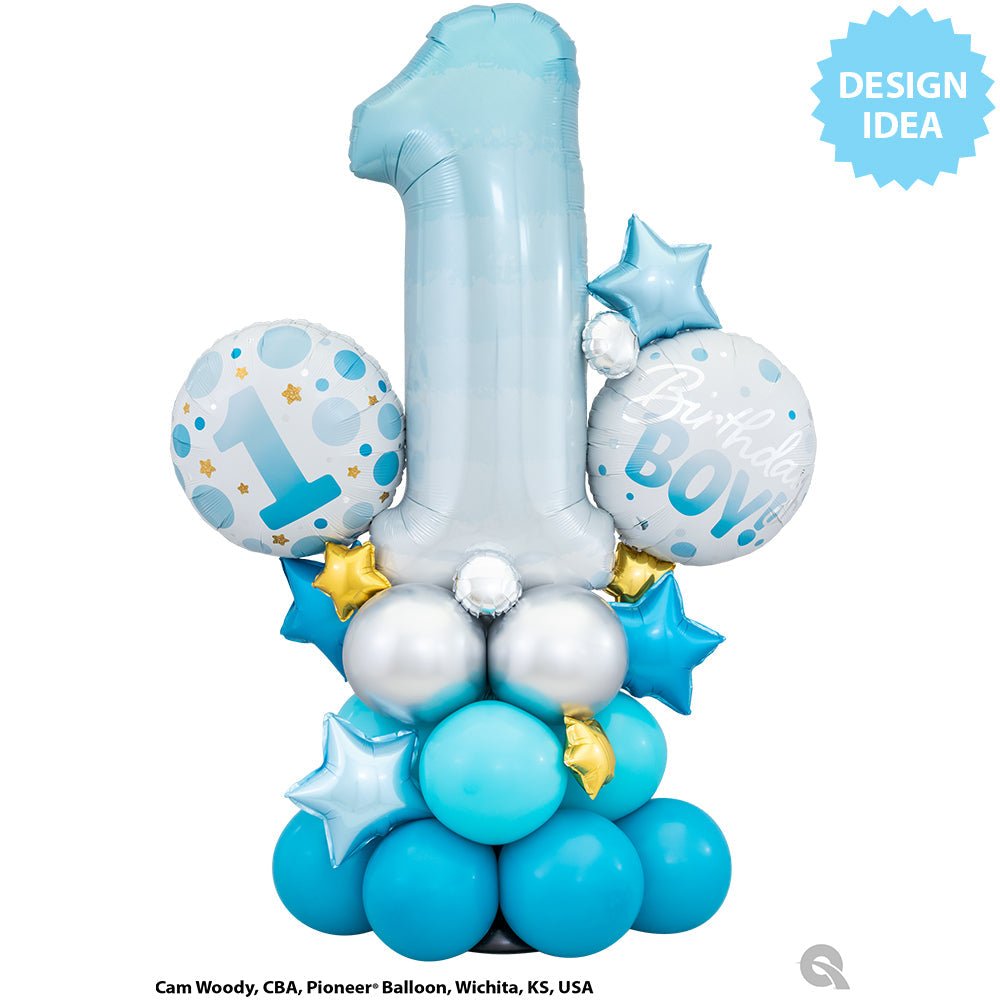 Foil Balloon Birthday Boy Blue Dots 18 Inch