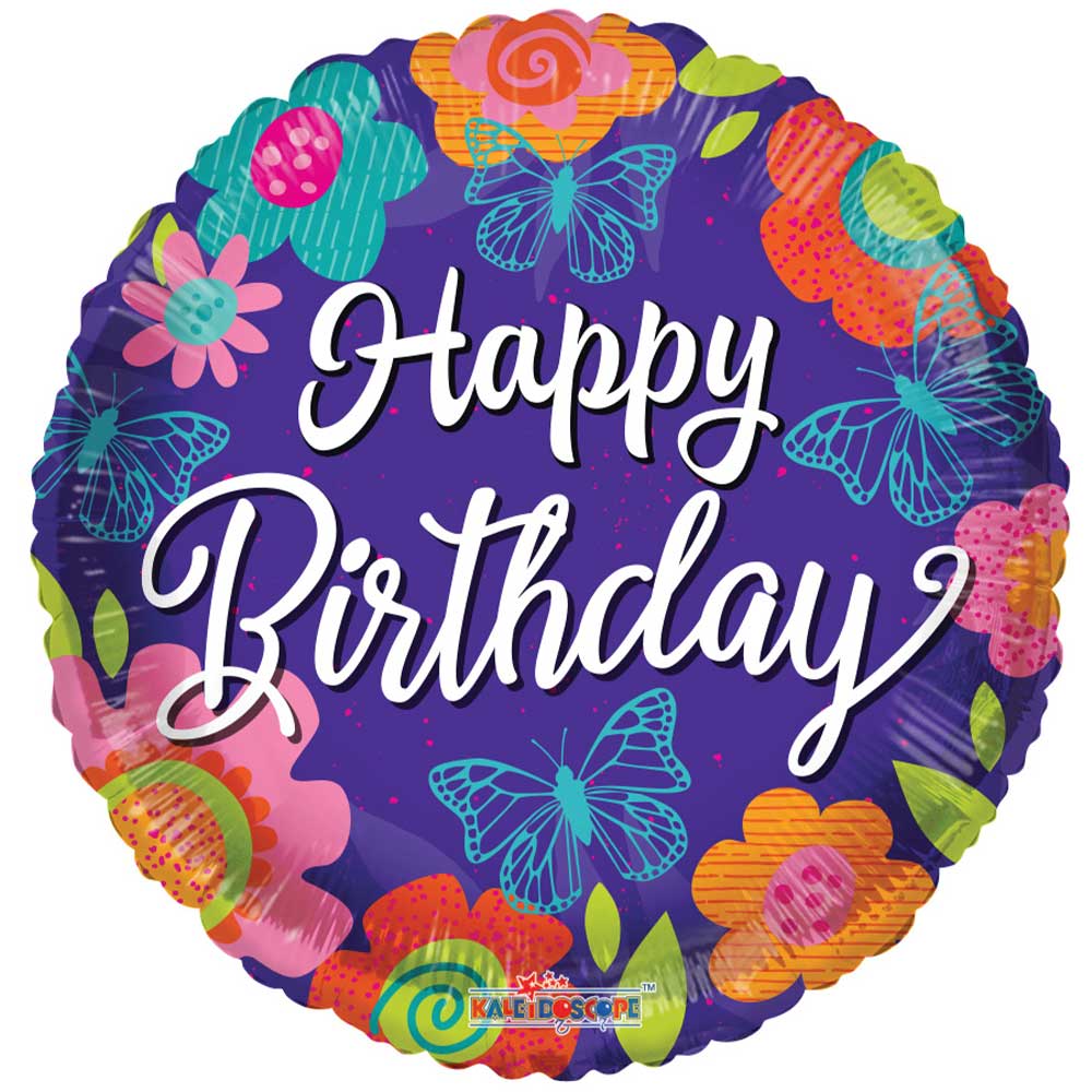 Foil Balloon Birthday Butterflies & Flowers