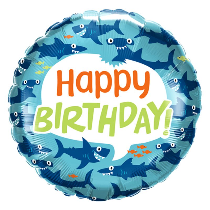 Foil Balloon Birthday Fun Sharks 18 Inch