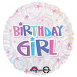 Birthday Girl Foil Balloon 18 Inch Swirls