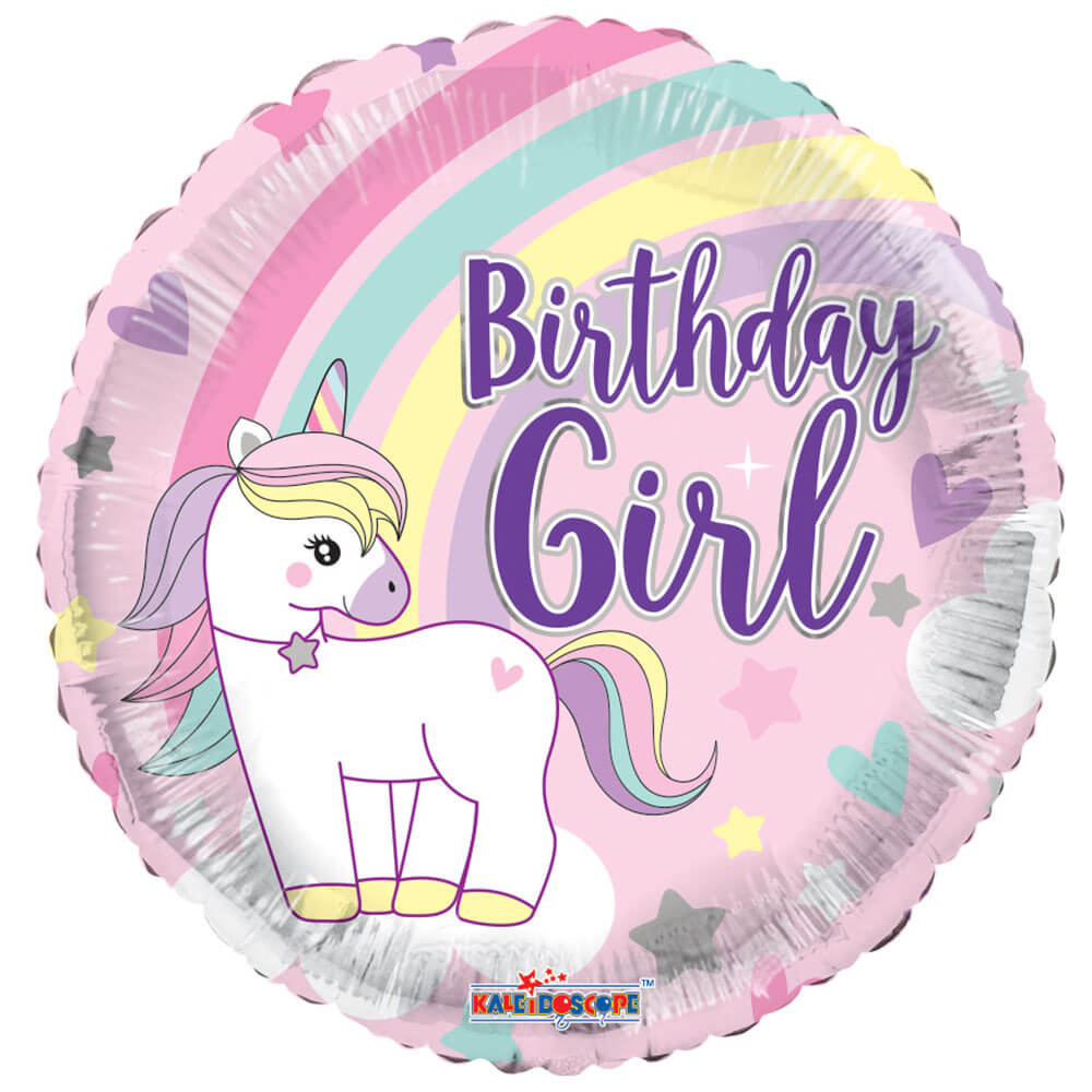 Foil Balloon Birthday Girl Unicorn 18 Inch