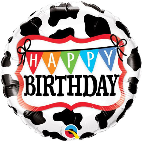 Foil Balloon Birthday Holstein Cow Pattern 18 Inch