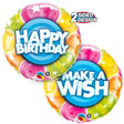 Birthday Foil Balloon 18 Inch Make A Wish Stars