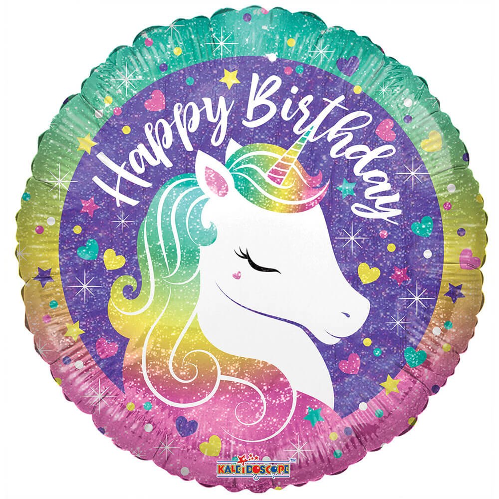 Foil Balloon Birthday Rainbow Unicorn Holographic