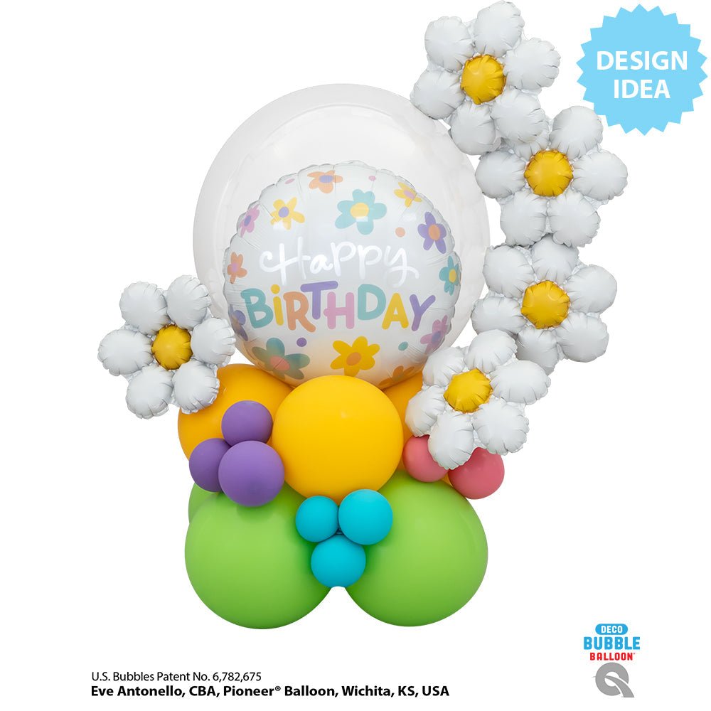 18 Inch Birthday Retro Daisies Foil Balloon
