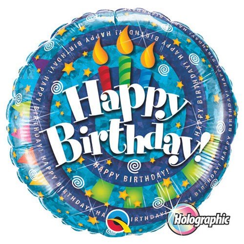 Birthday Foil Balloon 18 Inch Spiral & Candles
