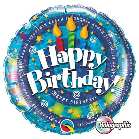 Birthday Foil Balloon 18 Inch Spiral & Candles