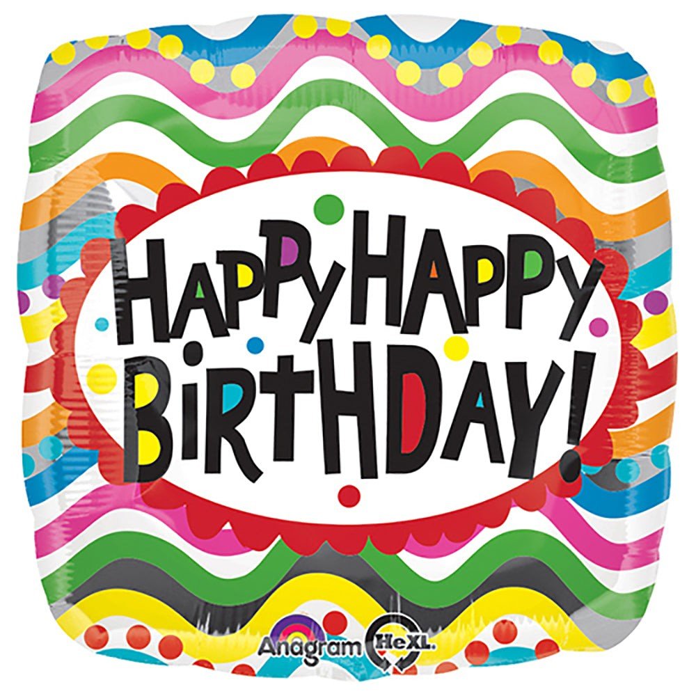 18 Inch Birthday Squiggles Foil Balloon
