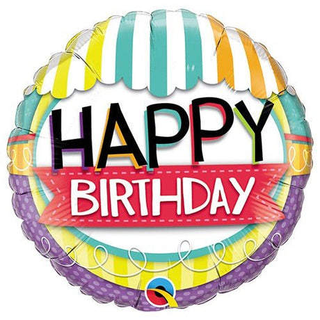 Birthday Striped Awning Foil Balloon