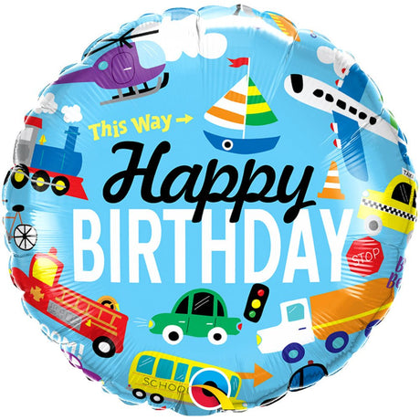 Birthday Transportation Foil Balloon 18 Inch
