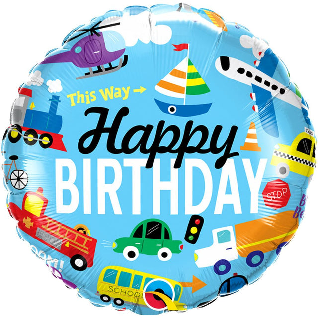 Birthday Transportation Foil Balloon 18 Inch