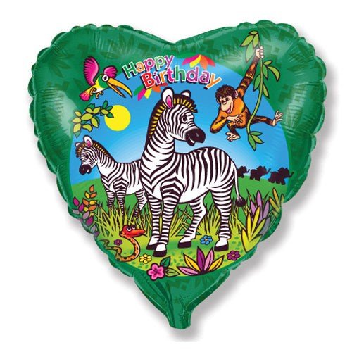 18 Inch Birthday Zebras Foil Balloon