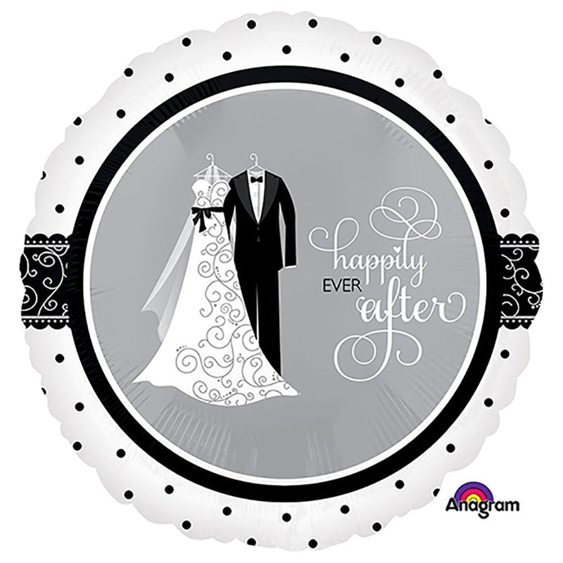 Wedding Foil Balloon 18 Inch Black & White
