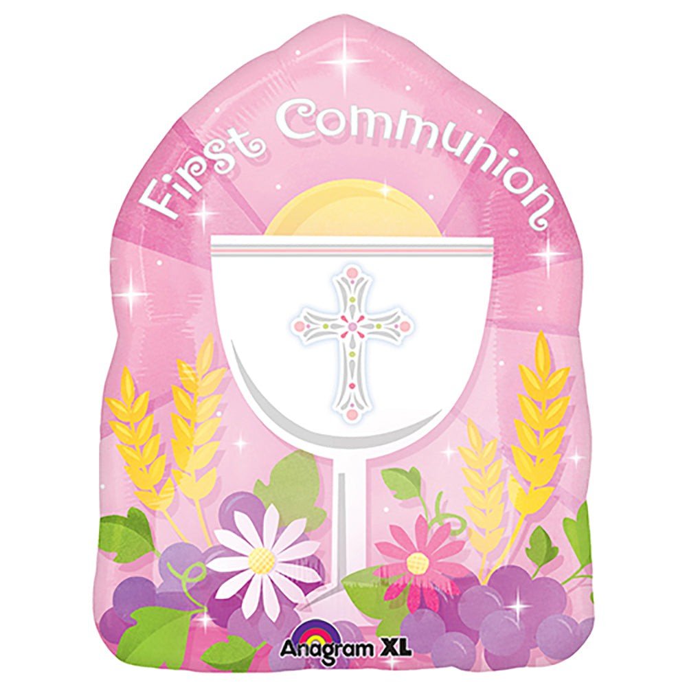 Foil Balloon Girls Blessed 1st Communion Pink
