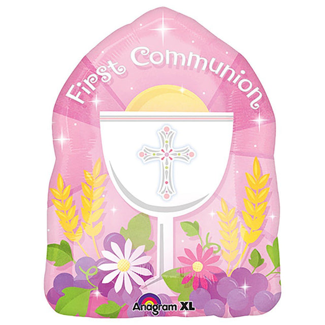 Foil Balloon Girls Blessed 1st Communion Pink