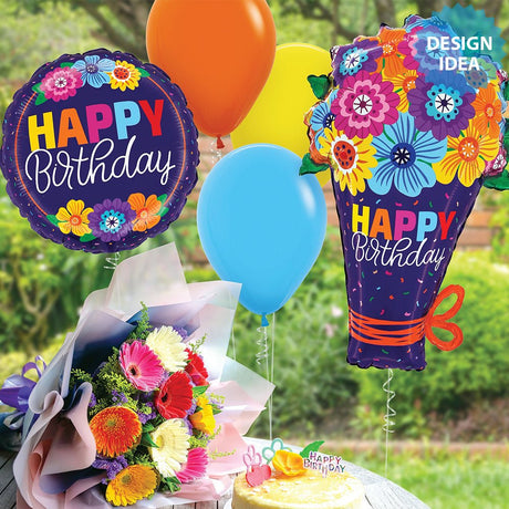 Birthday Foil Balloon 18 Inch Bold Blooms