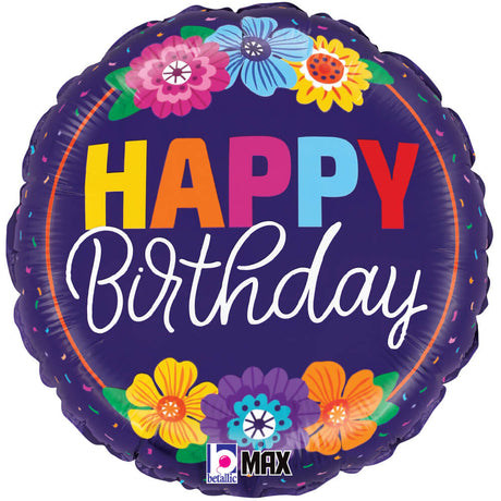 Birthday Foil Balloon 18 Inch Bold Blooms