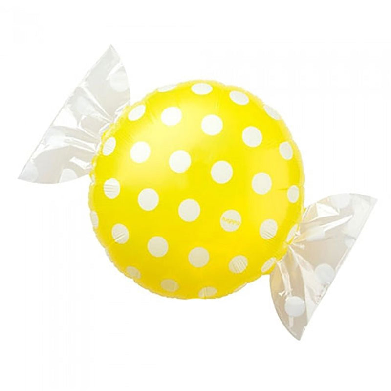 Foil Balloon Candy Wrapper Ends Yellow White Polka Dots