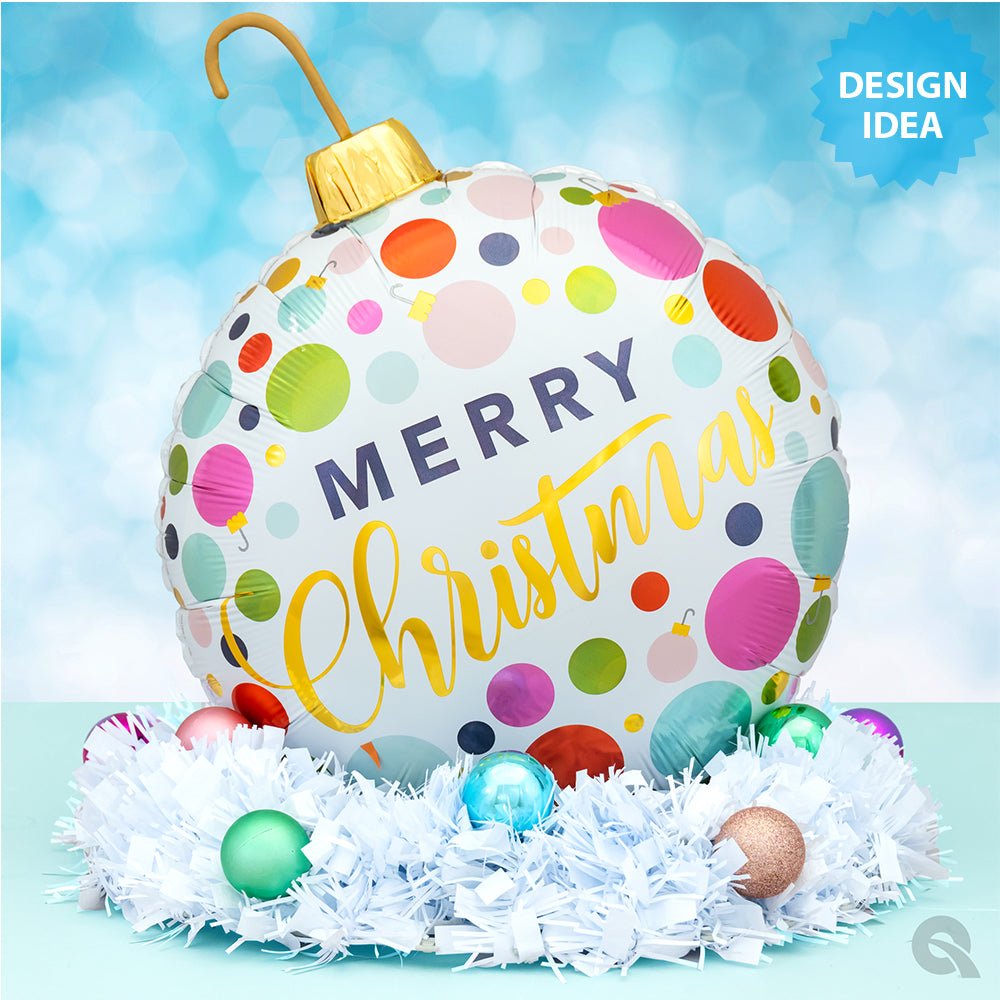 Christmas Foil Balloon 18 Inch Dots & Ornaments