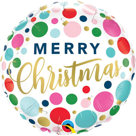Christmas Foil Balloon 18 Inch Dots & Ornaments