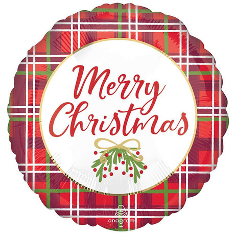 Foil Balloon Christmas Plaid 18 Inch