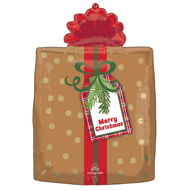 Christmas Plaid Present Foil Balloon