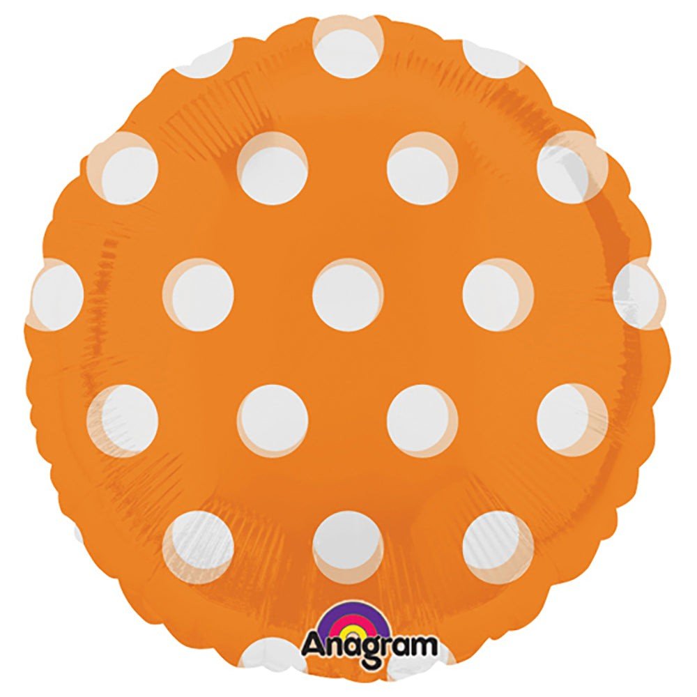 Orange Foil Balloon 18 Inch Round Dots