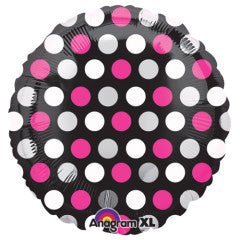 18 Inch Foil Balloon Pink & White Dots