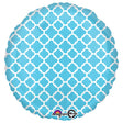 18 Inch Round Quatrefoil Blue and White Foil Balloon