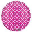 Foil Balloon 18 Inch Quatrefoil Pink and White