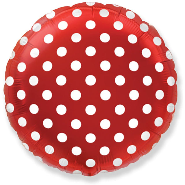 Foil Balloon Red Polka Dots 18 Inch