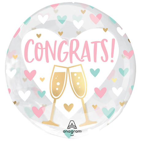 Plastic Balloon Congrats Hearts