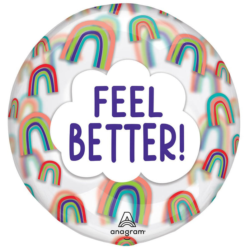 Clearz Plastic Balloon - Feel Better Rainbows