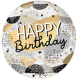 Plastic Balloon Clearz Happy Birthday Black & Gold