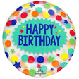 Plastic Balloon Clearz Happy Birthday Dots & Stars