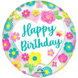 Plastic Balloon Happy Birthday Flowers