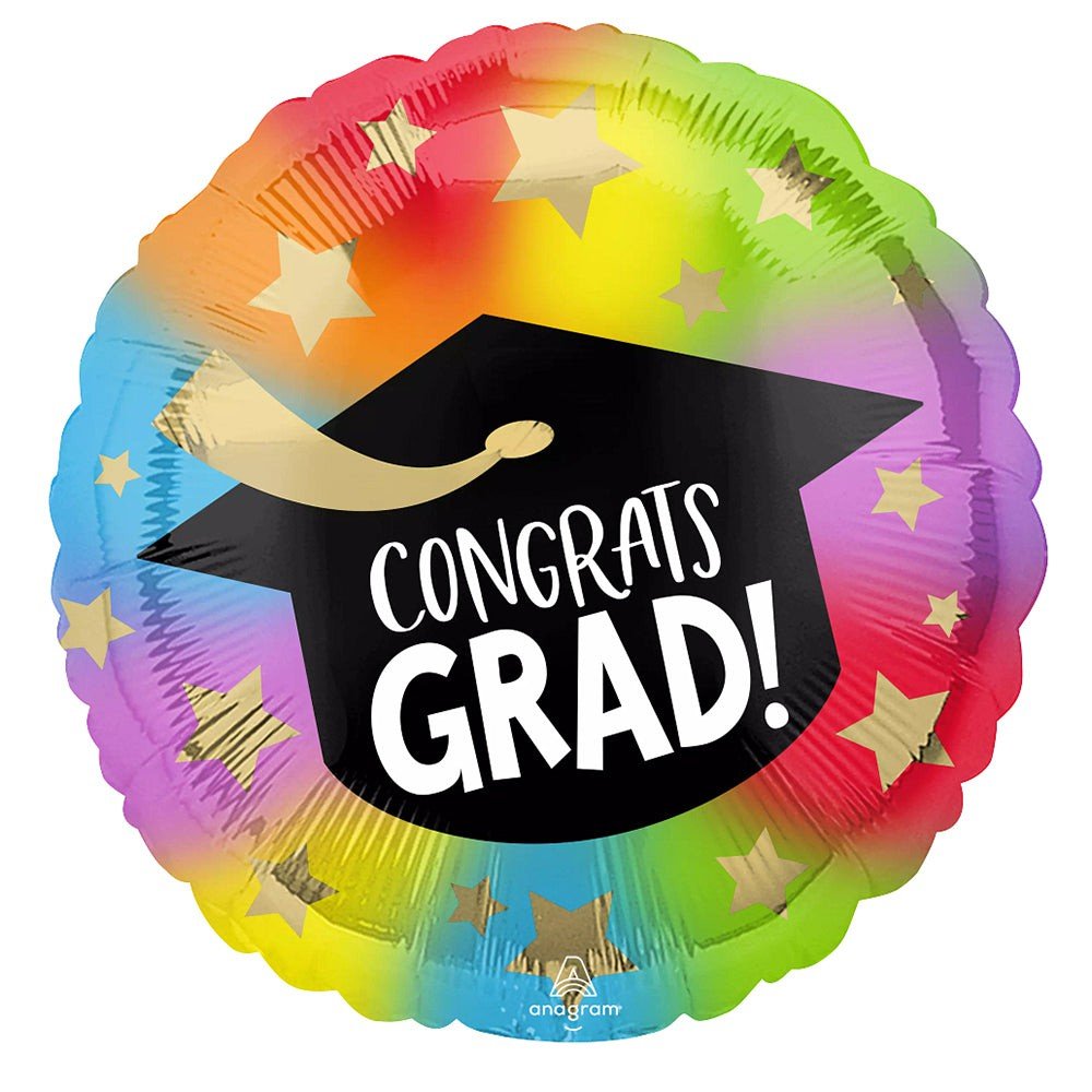 Graduation Foil Balloon Colorful Congrats Grad 18 Inch