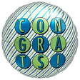 Congrats Foil Balloon Blue Green Stripe